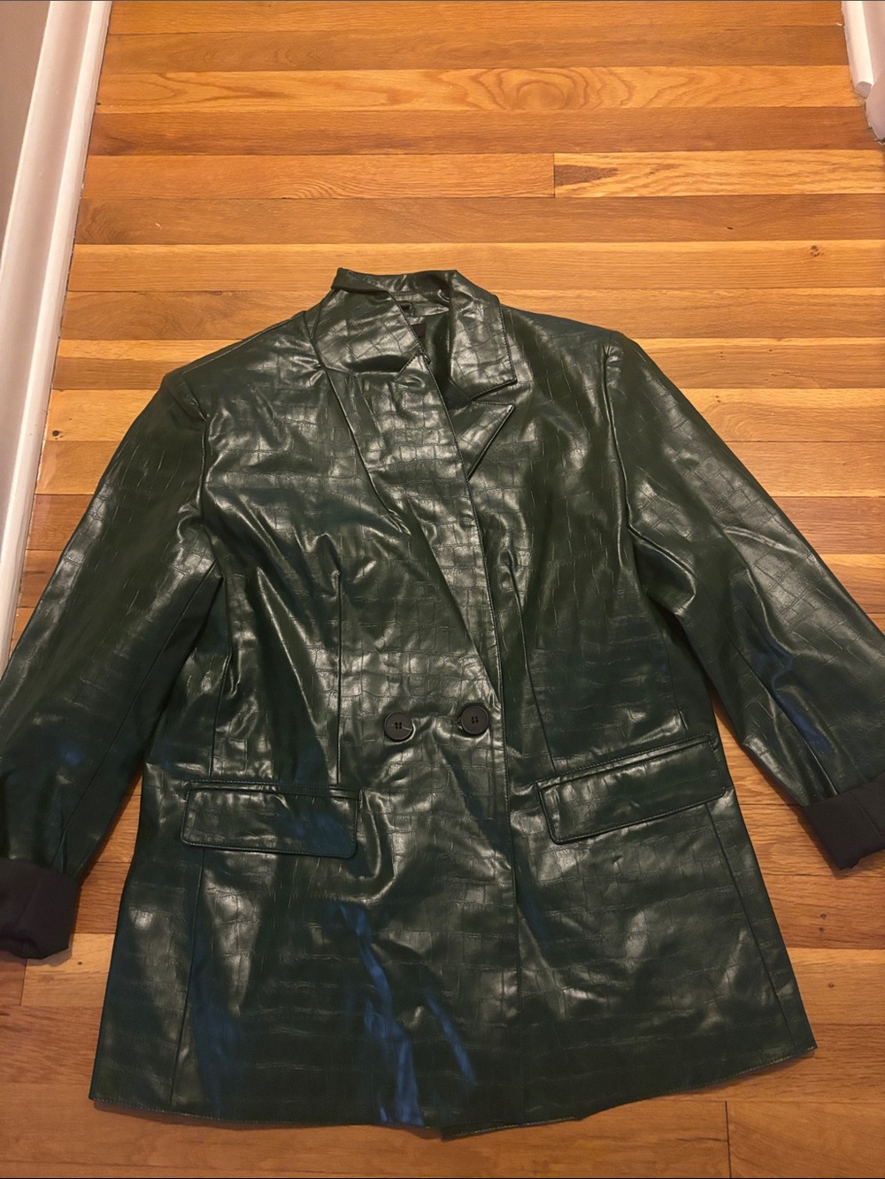 NWT Forever 21 Dark Green Faux Leather Blazer